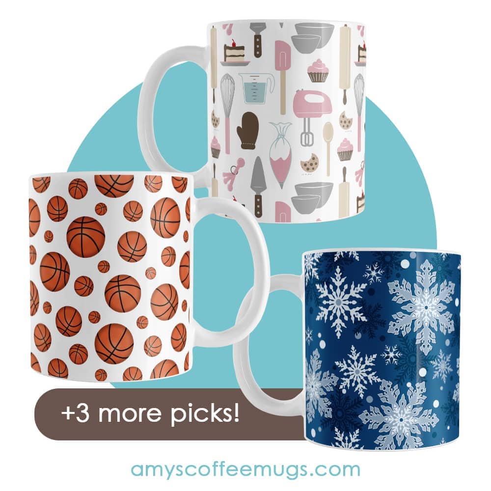 Why a Mug Makes the Perfect Gift (And 6 That Always Get Smiles) - Pink Baking Mug, Basketball Mug, Winter Mug and more