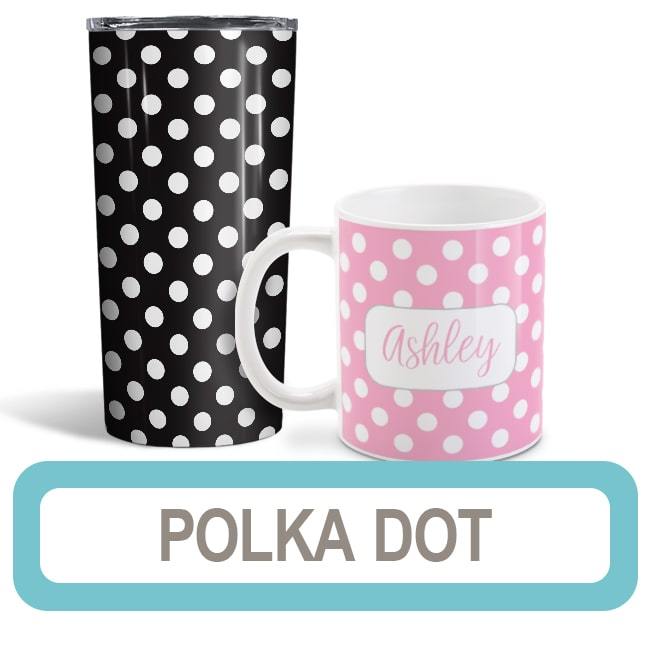 Modern Polka Dot Personalized Coffee Mug - White