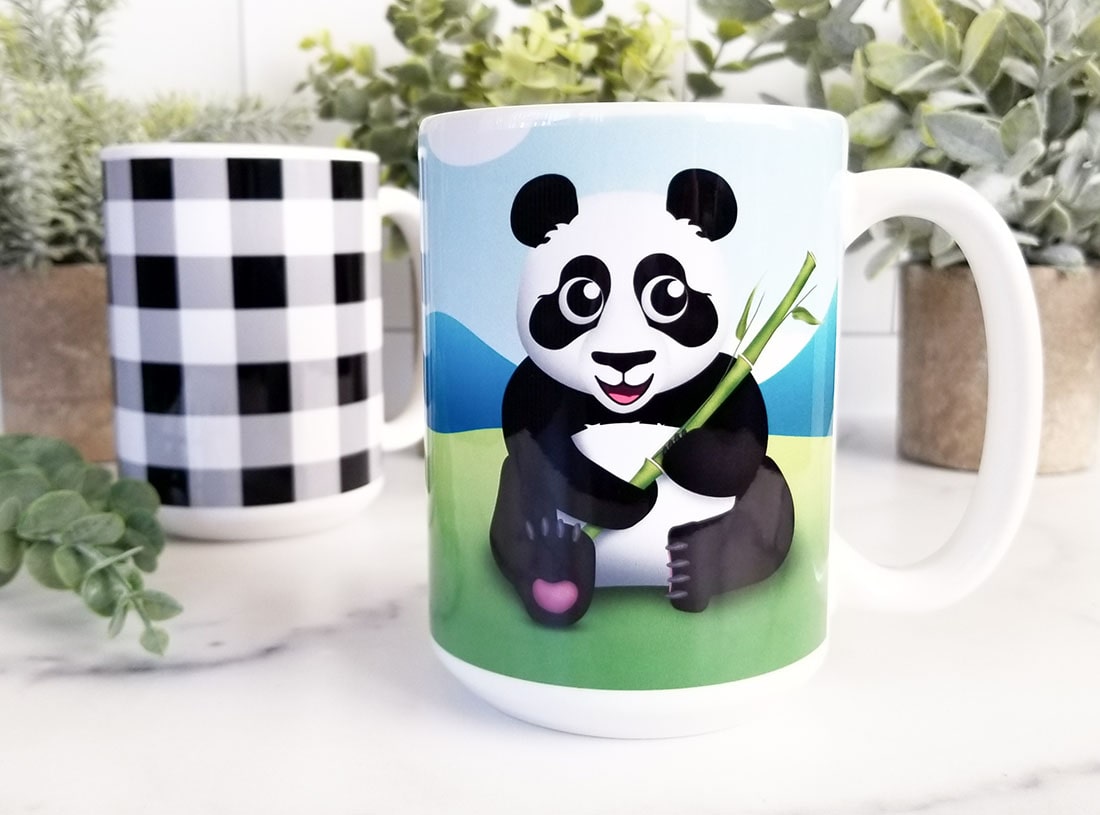 Coffee is better in your favorite mug - Panda Mug and Buffalo Plaid Mug - Amy's Coffee Mugs