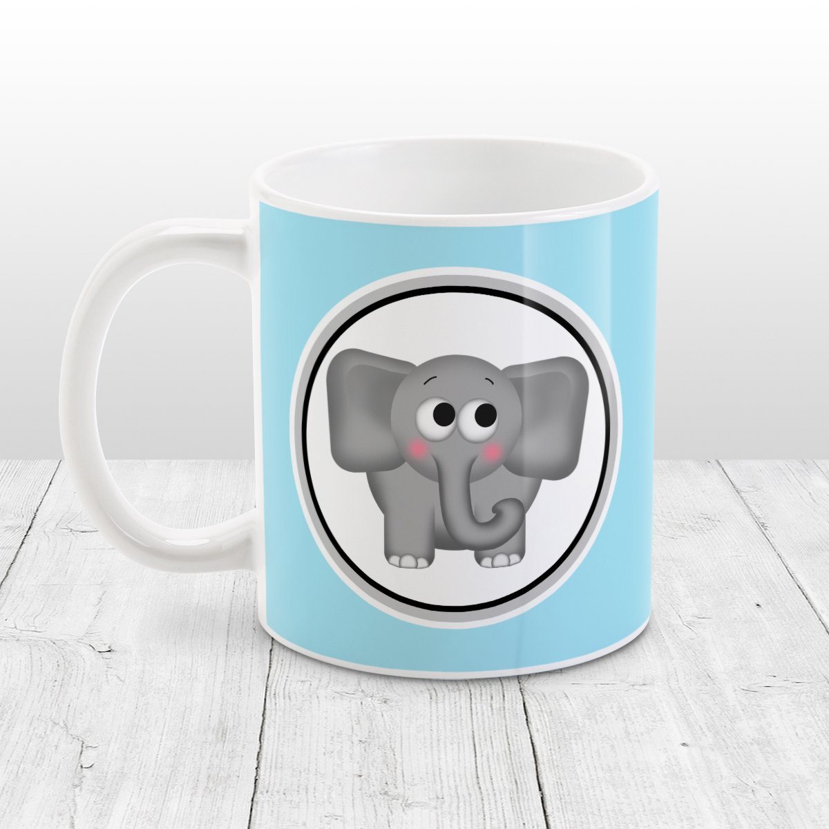 Adorable Light Blue Elephant Mug at Amy's Coffee Mugs