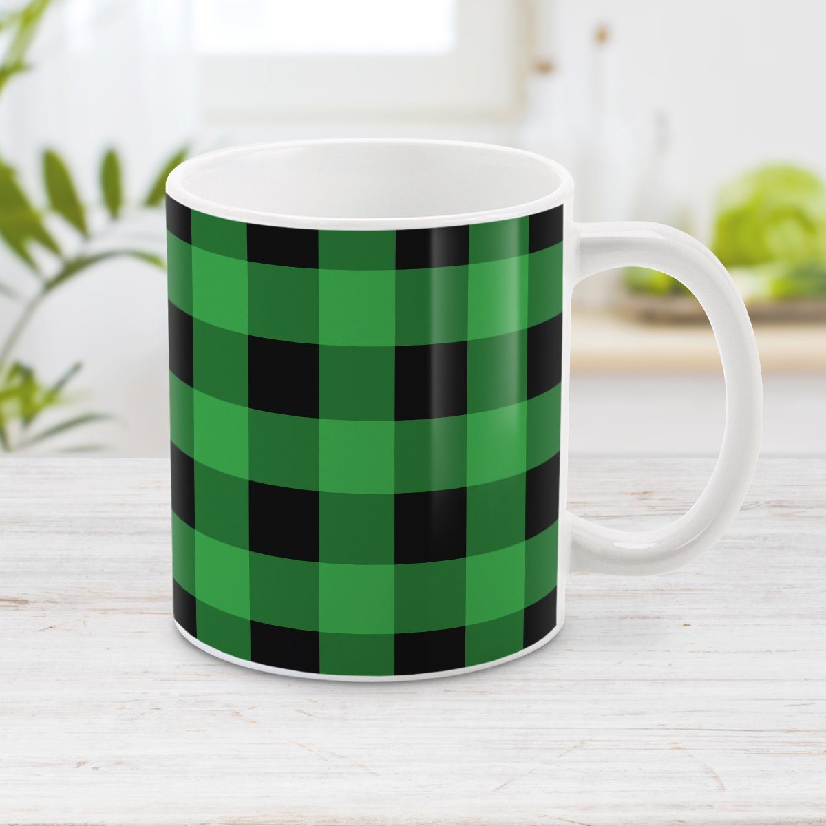 Green and Black Buffalo Plaid Mug at Amy's Coffee Mugs