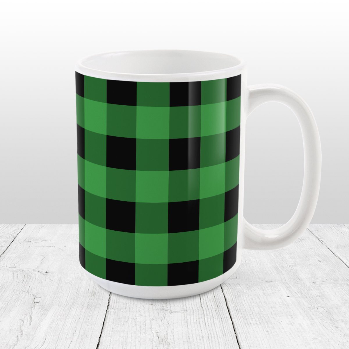 Green and Black Buffalo Plaid Mug at Amy's Coffee Mugs