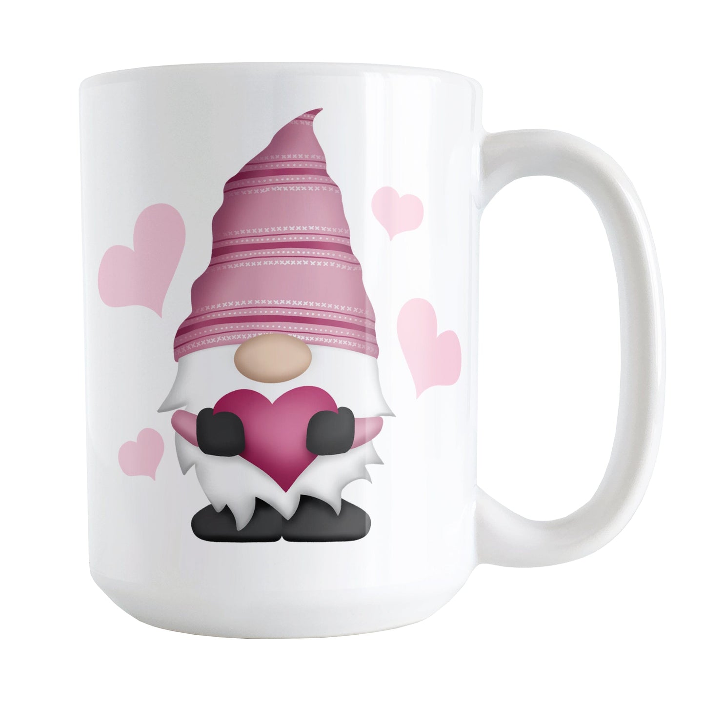 Pink Heart Gnome Mug - 15oz