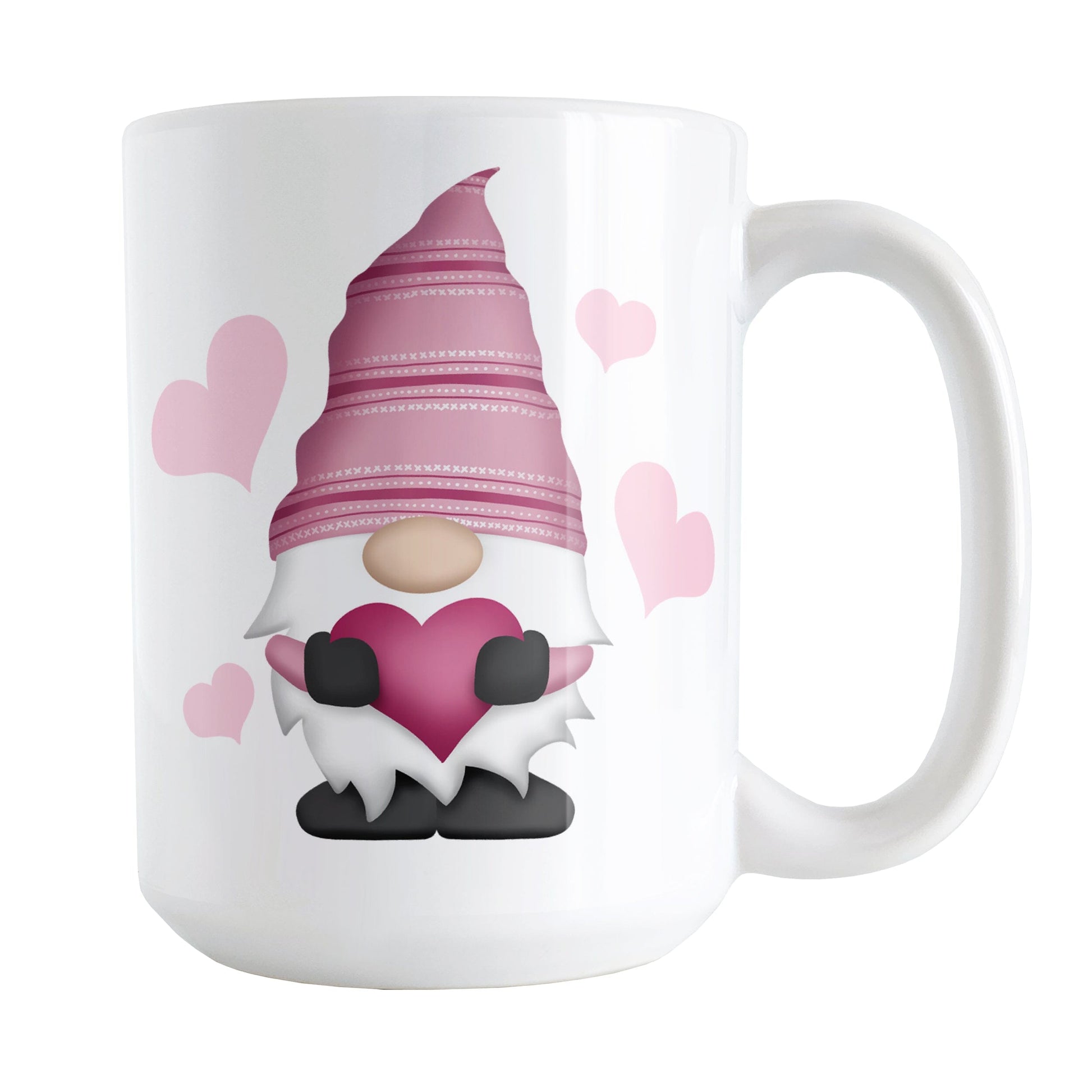Pink Heart Gnome Mug - 15oz