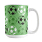 Alternating Green Soccer Balls Mug at Amy's Coffee Mugs