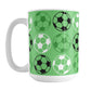 Alternating Green Soccer Balls Mug at Amy's Coffee Mugs