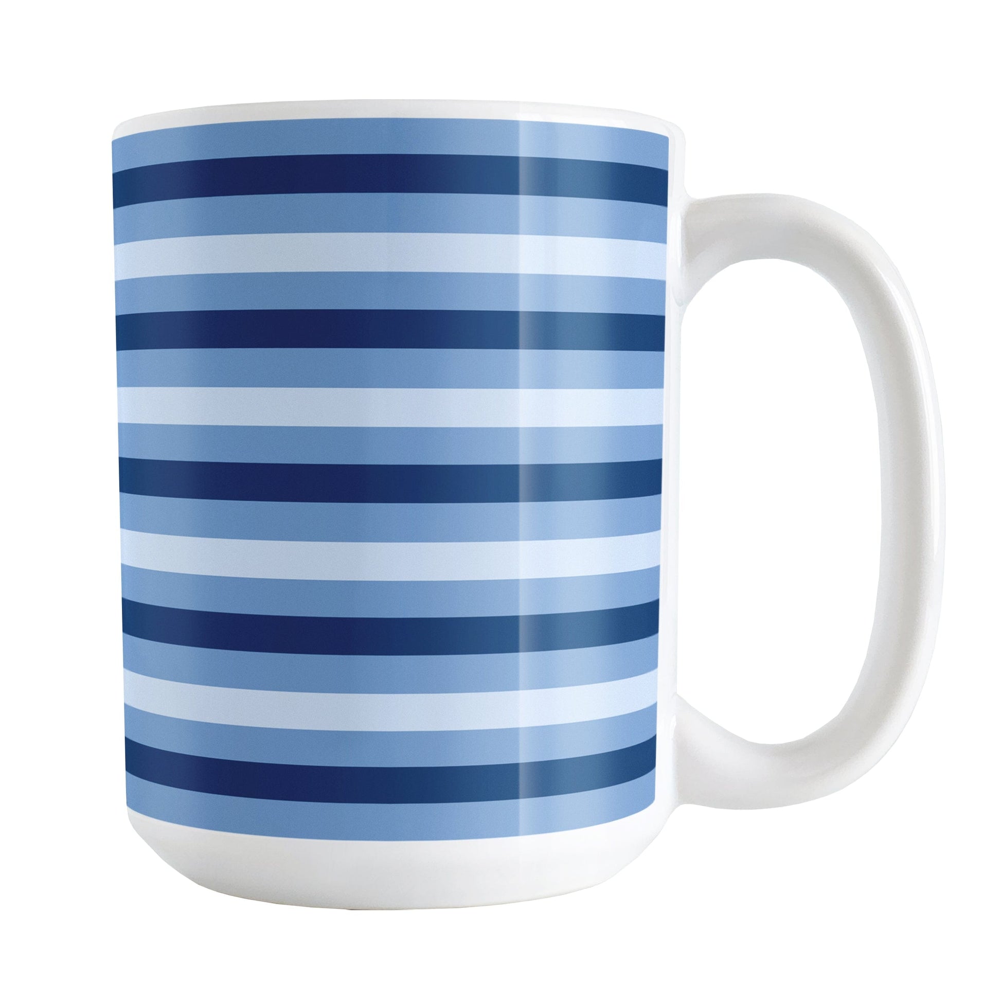 Mug with blue horizontal stripes on a white background