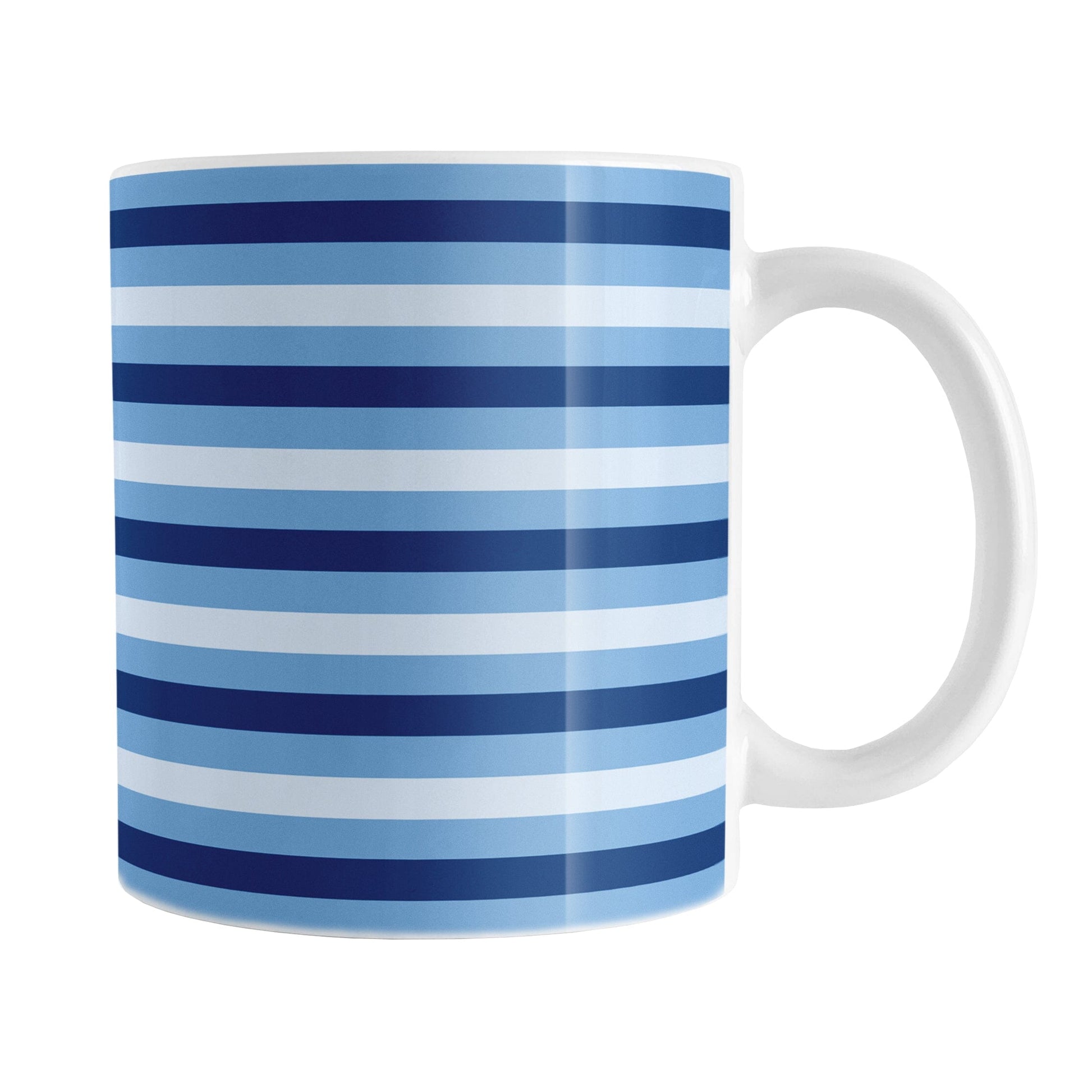 Mug with blue striped pattern on a white background