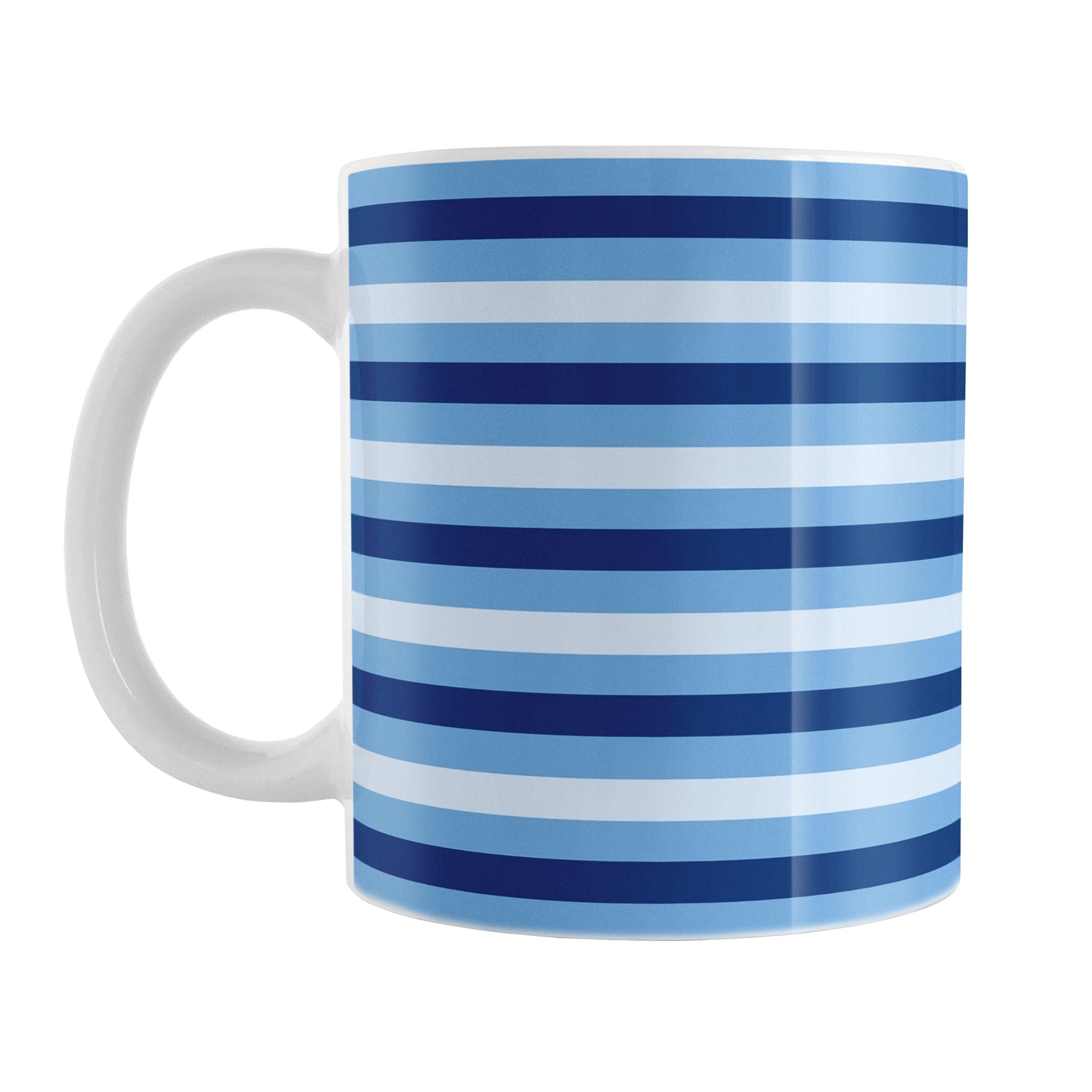 Mug with blue horizontal stripes on a white background