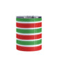 Christmas Paint Brush Strokes Tumbler Cup (10oz) at Amy's Coffee Mugs. A stainless steel tumbler cup featuring a print of artistic paint brush strokes horizontally across the cup in alternating colors of red and green to celebrate the Christmas holiday.