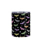 Colorful Bats Tumbler Cup (10oz) at Amy's Coffee Mugs. A tumbler cup designed with different colored bats and stars in an assorted pattern over a black background color that wraps around the cup.