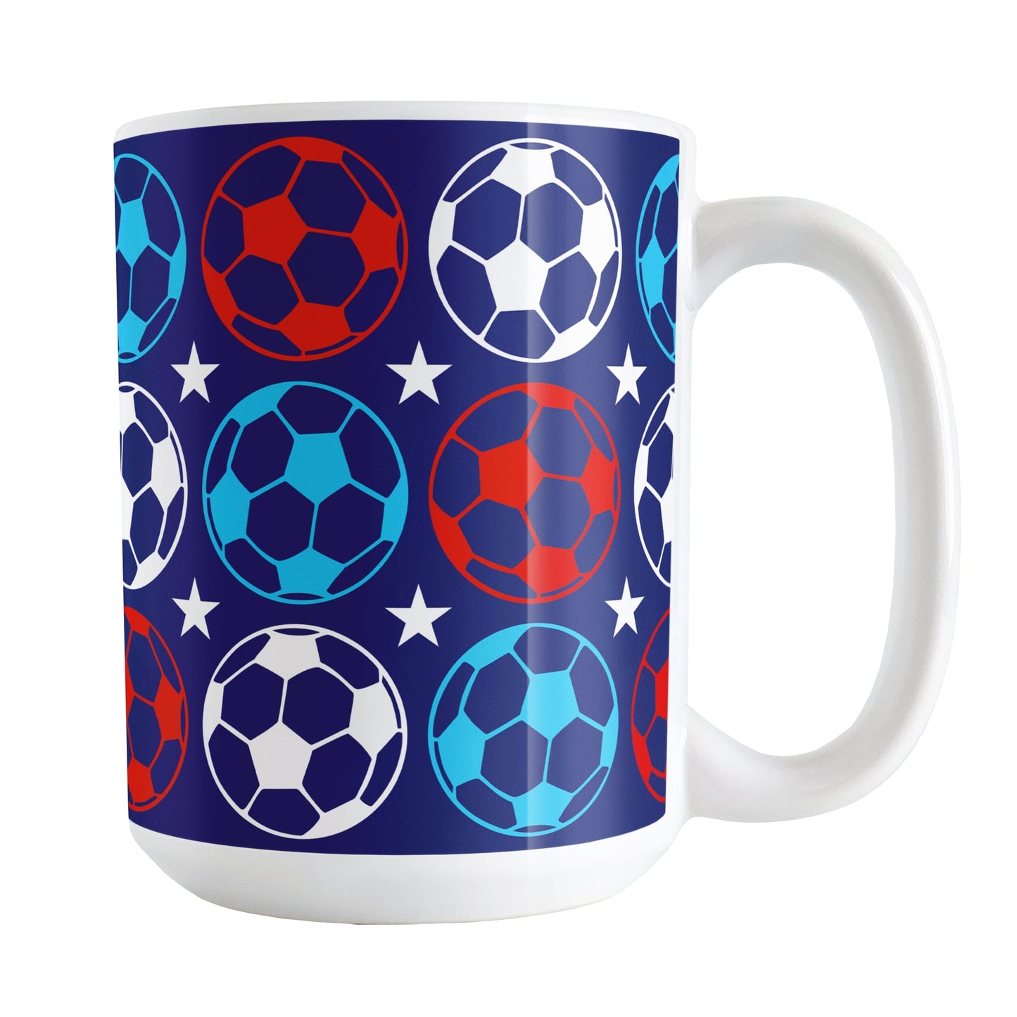 Patriotic Soccer Balls Mug at Amy's Coffee Mugs