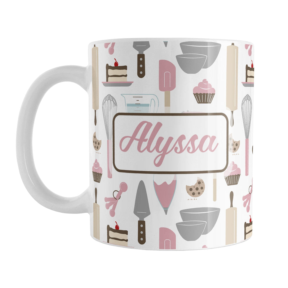 Personalized Pink Baking Pattern Mug | Custom Gift for Bakers – Amy's ...