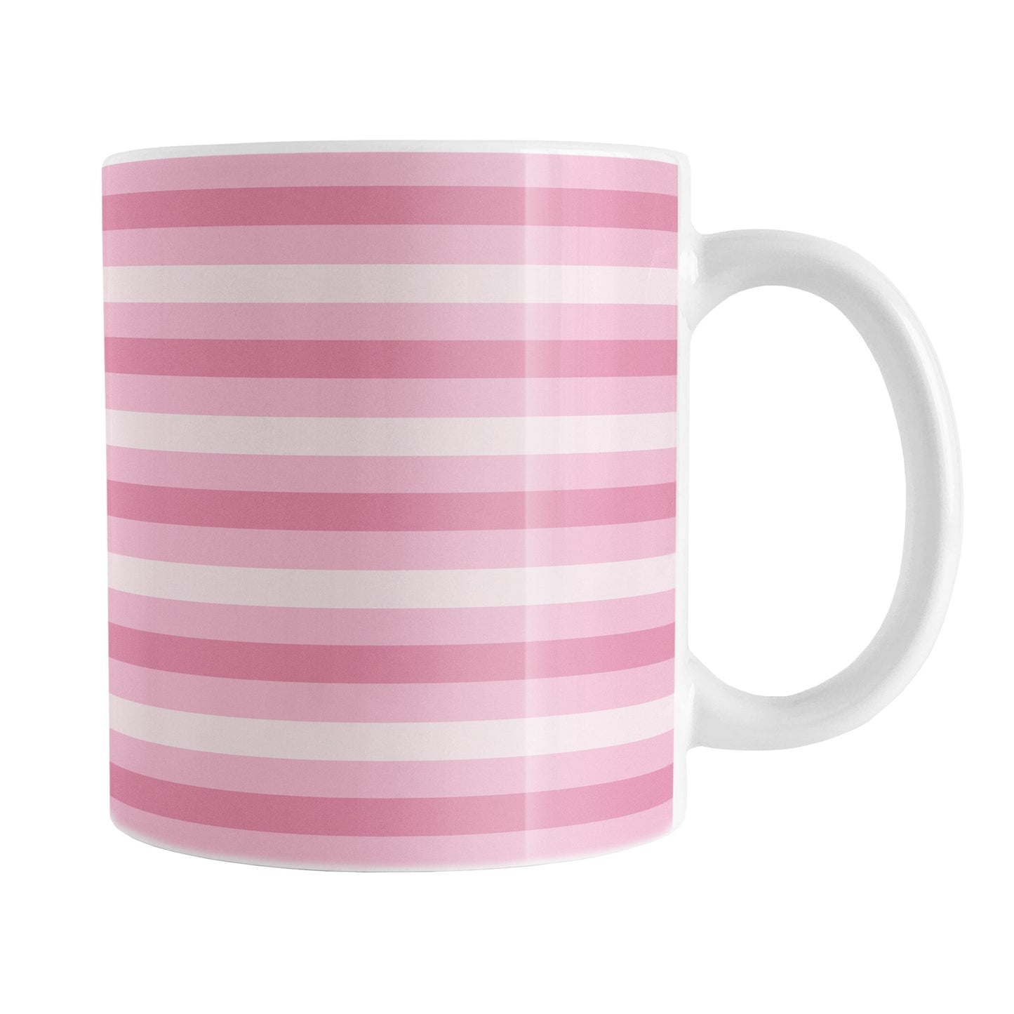 Mug with pink horizontal stripes on a white background