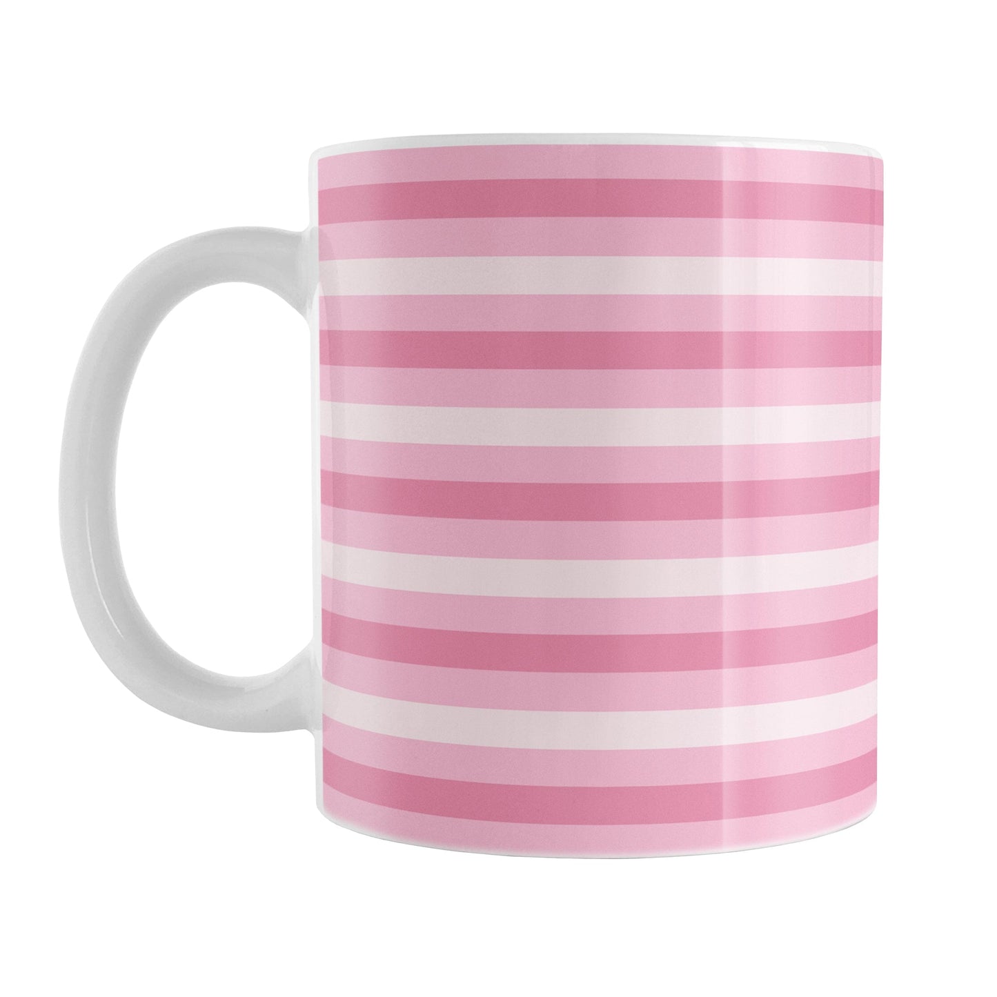 Mug with pink horizontal stripes on a white background