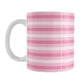 Mug with pink horizontal stripes on a white background