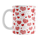Red Heart Doodles Mug (11oz) at Amy's Coffee Mugs. A ceramic coffee mug designed with hand-drawn red heart doodles in a pattern that wraps around the mug up to the handle. This cute hearts pattern is perfect for Valentine's Day or for anyone who loves hearts and young-at-heart drawings. 
