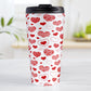 Red Heart Doodles Travel Mug (15oz) at Amy's Coffee Mugs. A stainless steel travel mug designed with hand-drawn red heart doodles in a pattern that wraps around the travel mug. This cute heart pattern is perfect for Valentine's Day or for anyone who loves hearts and young-at-heart drawings. 