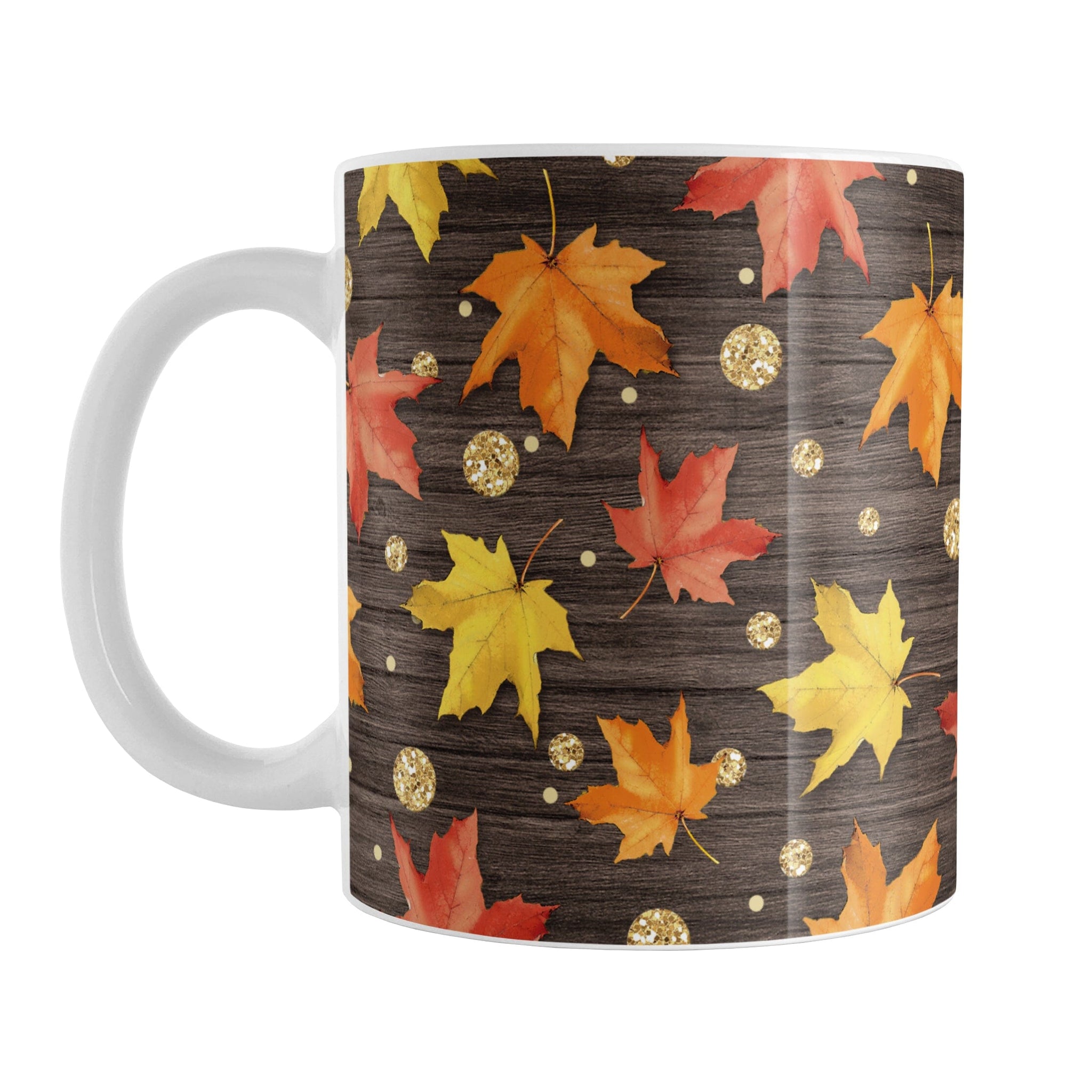 Rustic Wood Falling Leaves Autumn Mug | Fall Drinkware for Gifts – Amy ...