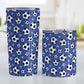 Soccer Balls on Dark Blue Tumbler Cup at Amy's Coffee Mugs. Photo shows the 20oz and 10oz cups next to each other.