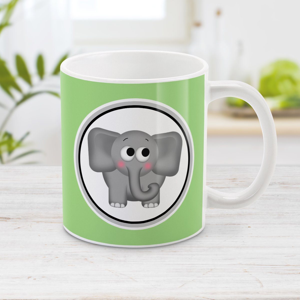 Adorable Green Elephant Mug at Amy's Coffee Mugs