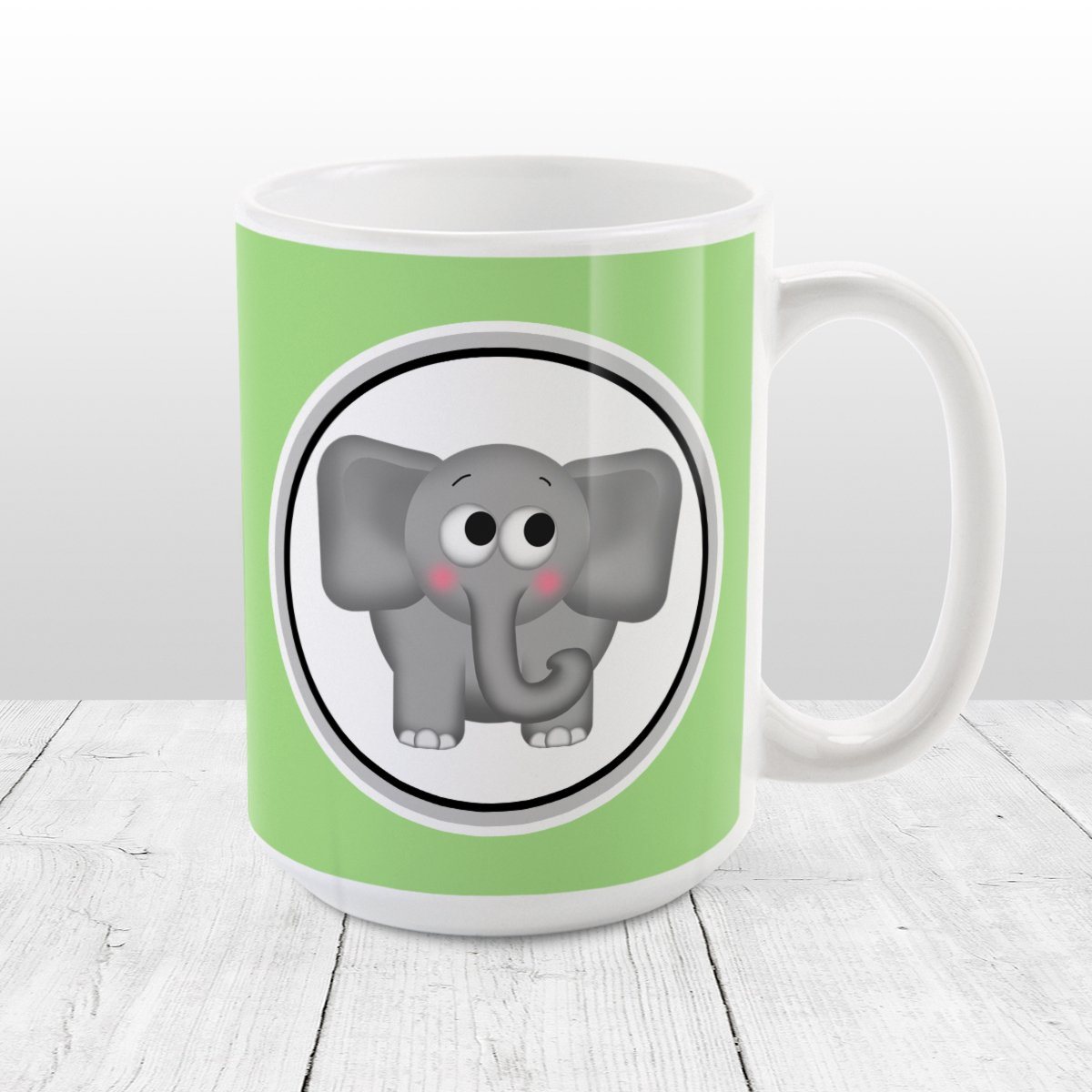 Adorable Green Elephant Mug at Amy's Coffee Mugs