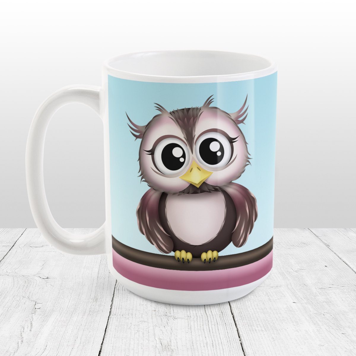 Adorable Pink and Brown Owl Mug at Amys' Coffee Mugs