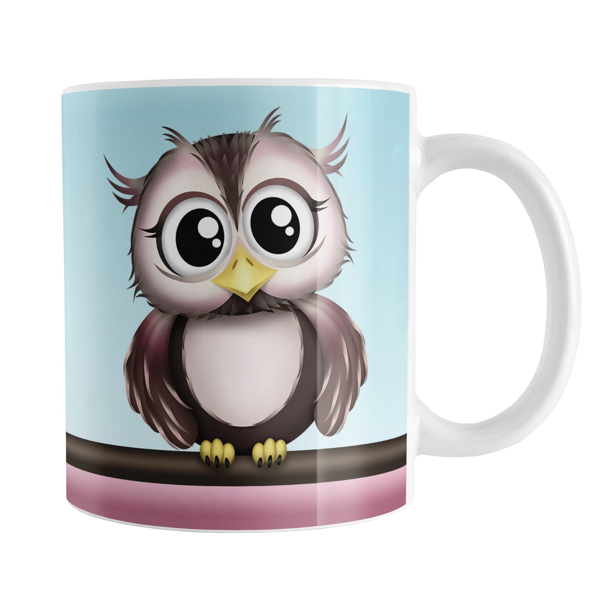 Adorable Pink and Brown Owl Mug (11oz) at Amy's Coffee Mugs
