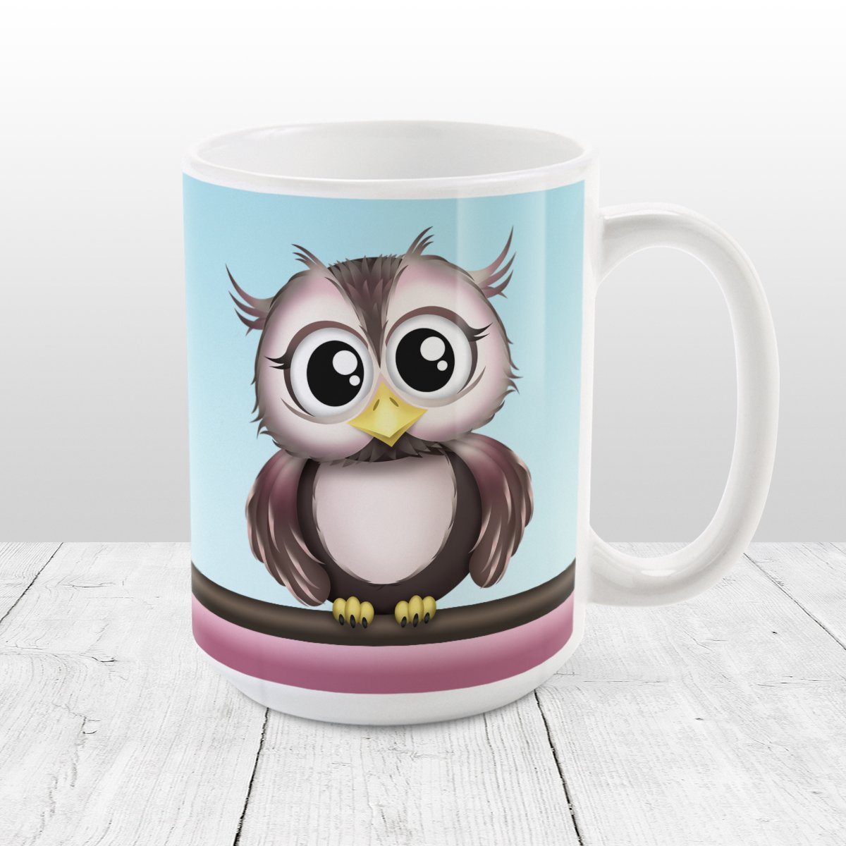 Adorable Pink and Brown Owl Mug at Amys' Coffee Mugs