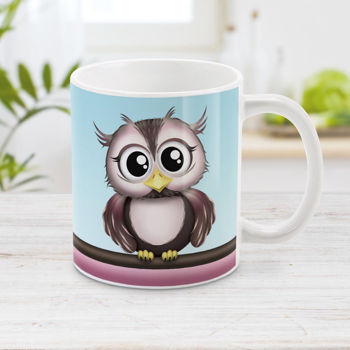 Owl Mug - Adorable Pink and Brown Owl Mug at Amys' Coffee Mugs