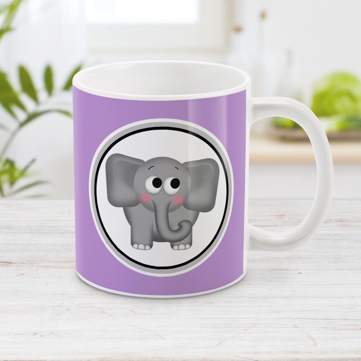 Elephants Drinking in Turquoise White Mug White Ceramic Tea Cup