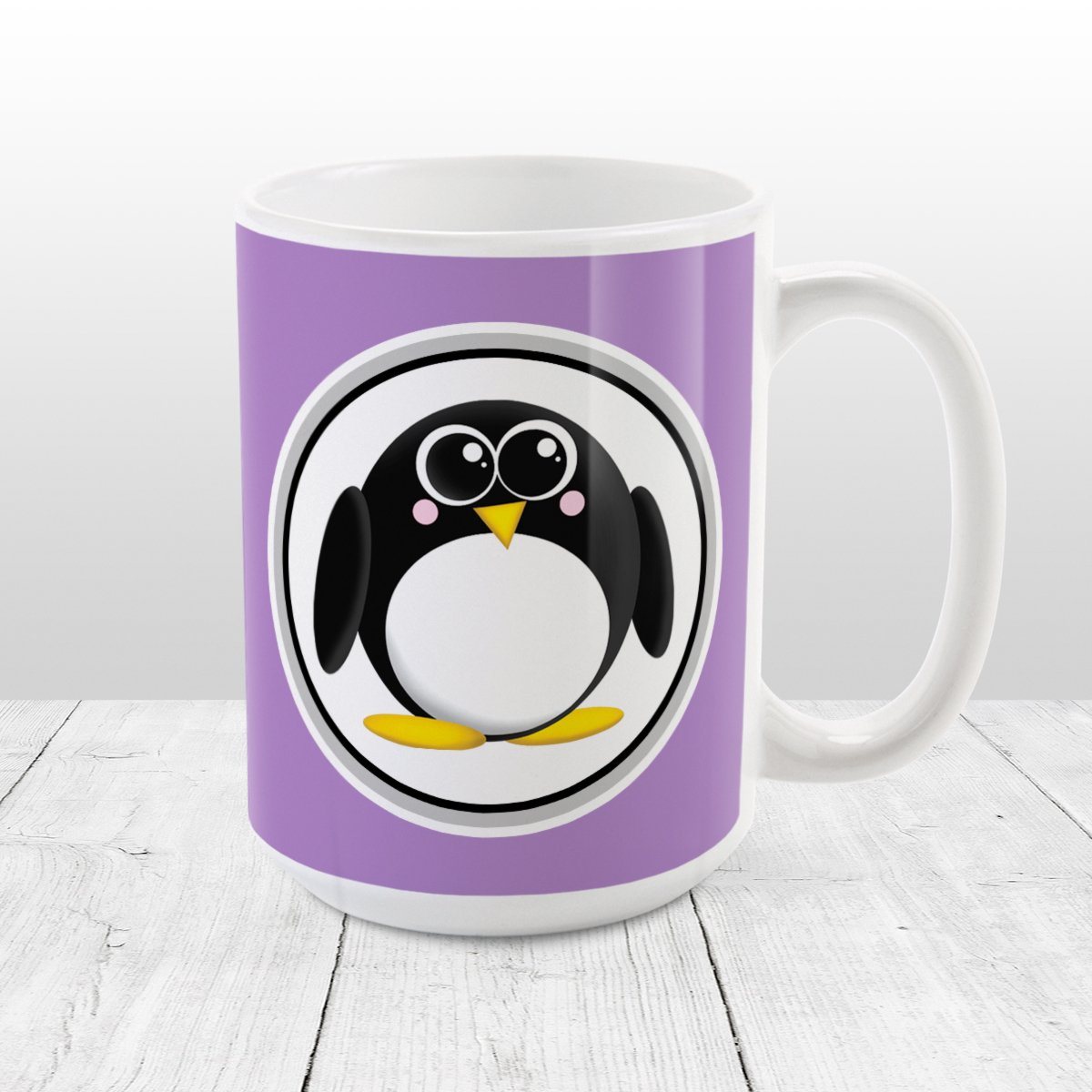 Adorable Penguin Purple Mug at Amy's Coffee Mugs