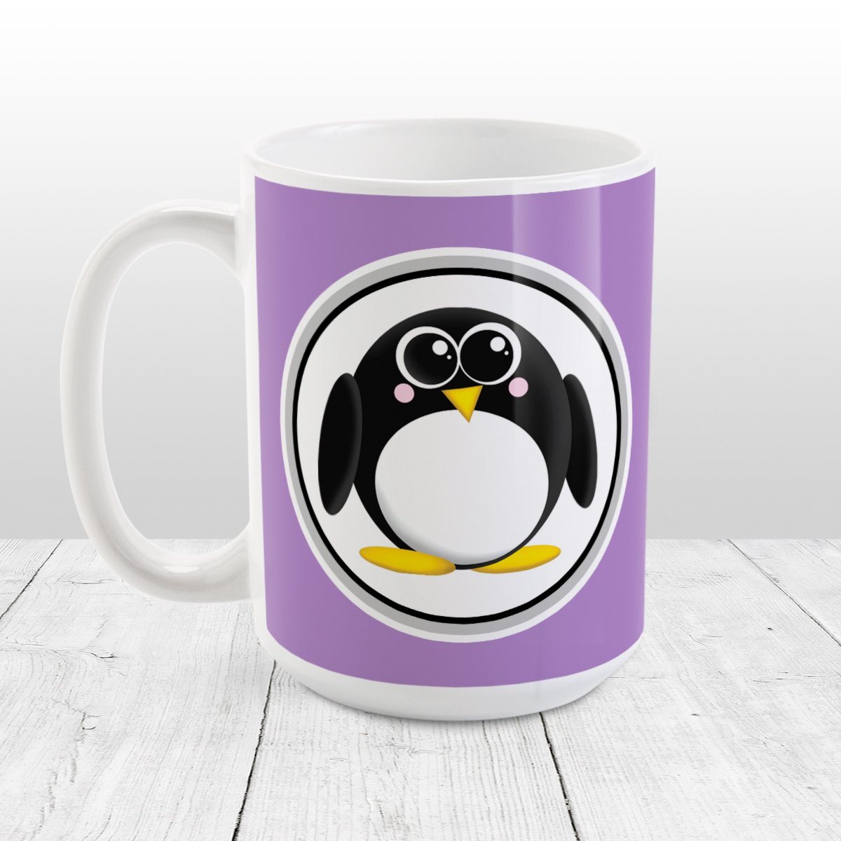 Adorable Penguin Purple Mug at Amy's Coffee Mugs