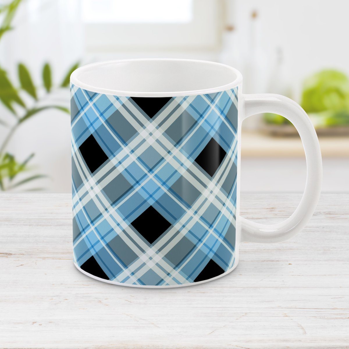 Alternative Blue Plaid Mug at Amy's Coffee Mugs