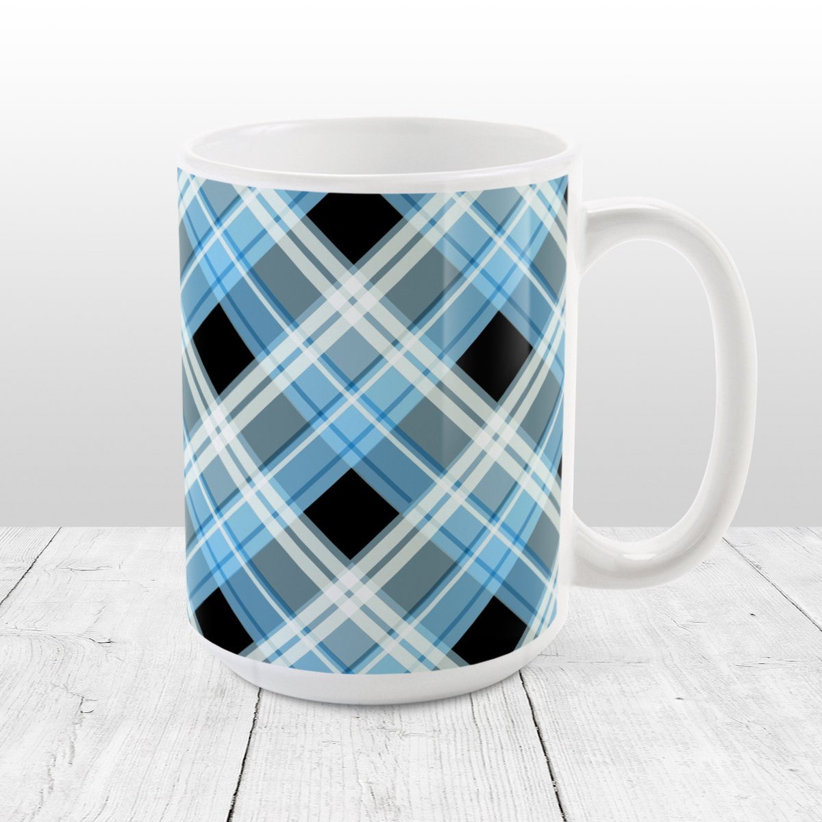 Alternative Blue Plaid Mug at Amy's Coffee Mugs