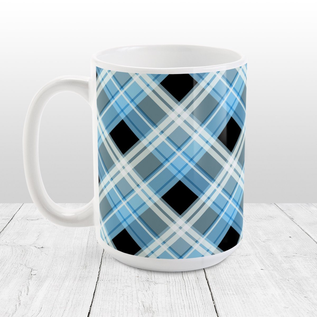 Alternative Blue Plaid Mug at Amy's Coffee Mugs