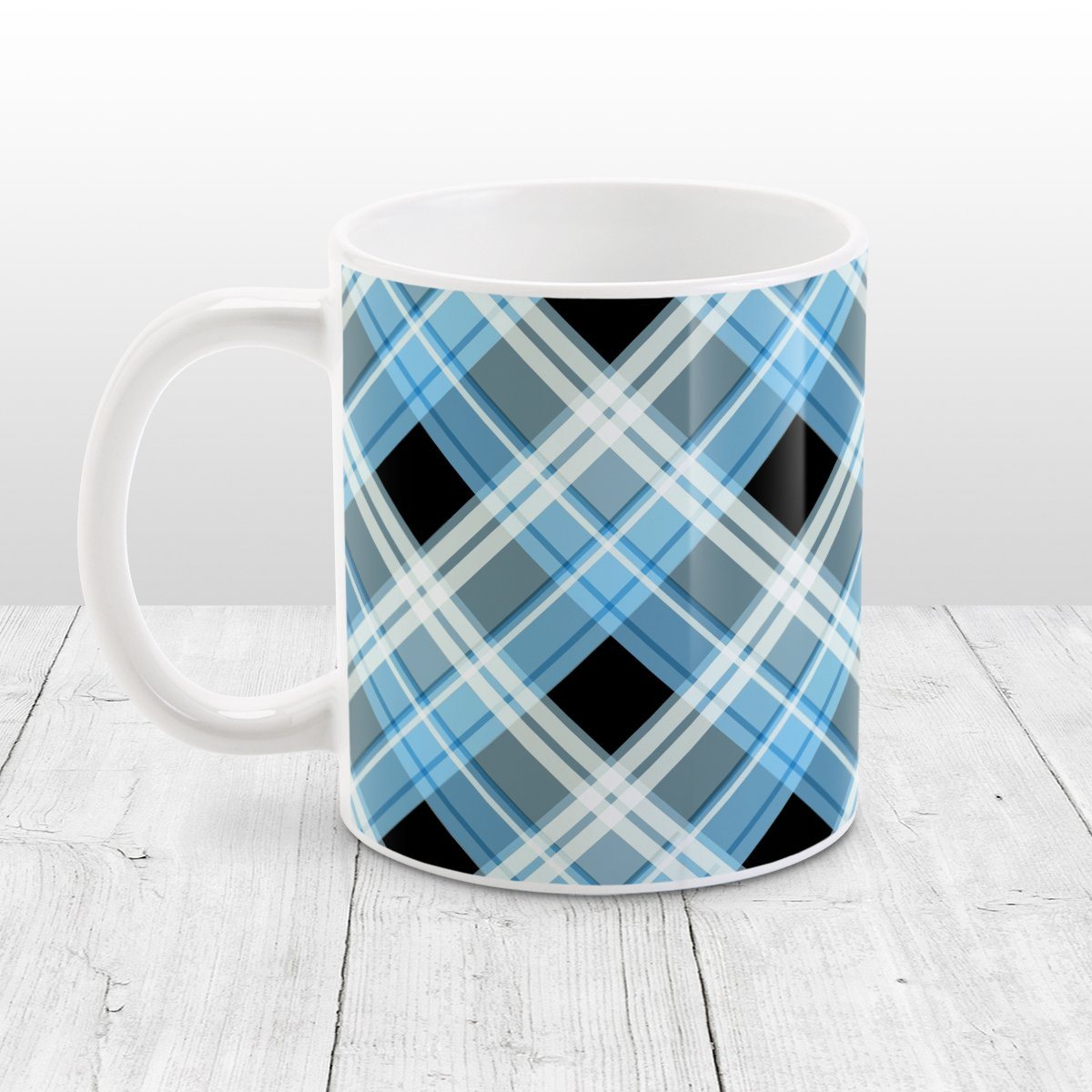 Alternative Blue Plaid Mug at Amy's Coffee Mugs