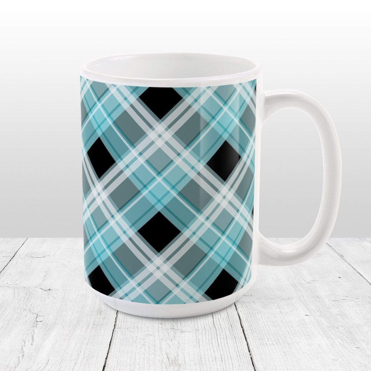 Alternative Turquoise Plaid Mug at Amy's Coffee Mugs