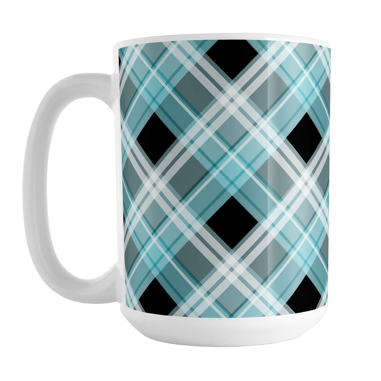 Alternative Turquoise Plaid Mug (15oz) at Amy's Coffee Mugs