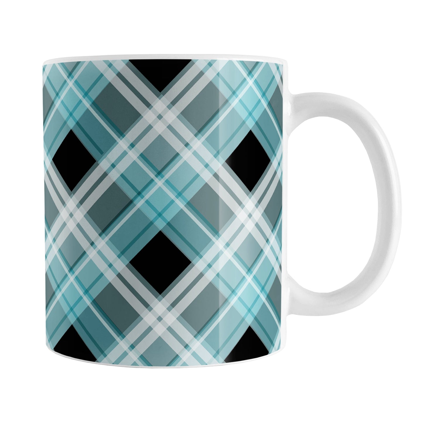 Alternative Turquoise Plaid Mug (11oz) at Amy's Coffee Mugs