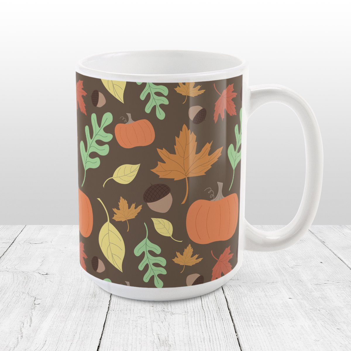 Autumn Pumpkins and Leaves Pattern - Fall Mug at Amy's Coffee Mugs