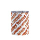 Bacon Pattern Tumbler Cup (10oz) at Amy's Coffee Mugs. A stainless steel tumbler cup designed with a diagonal pattern of bacon strips that wraps around the cup. It's perfect for anyone who loves bacon and wants a breakfast-themed cup with their morning meal or while they're at work.