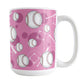 Baseball Themed Pattern - Pink Baseball Mug (15oz) at Amy's Coffee Mugs