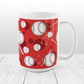 Baseball Themed Pattern Red Mug at Amy's Coffee Mugs