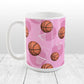 Basketball Themed Pattern Pink Mug at Amy's Coffee Mugs