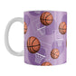 Basketball Themed Pattern - Purple Basketball Mug (11oz) at Amy's Coffee Mugs
