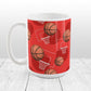Basketball Themed Pattern Red Mug at Amy's Coffee Mugs
