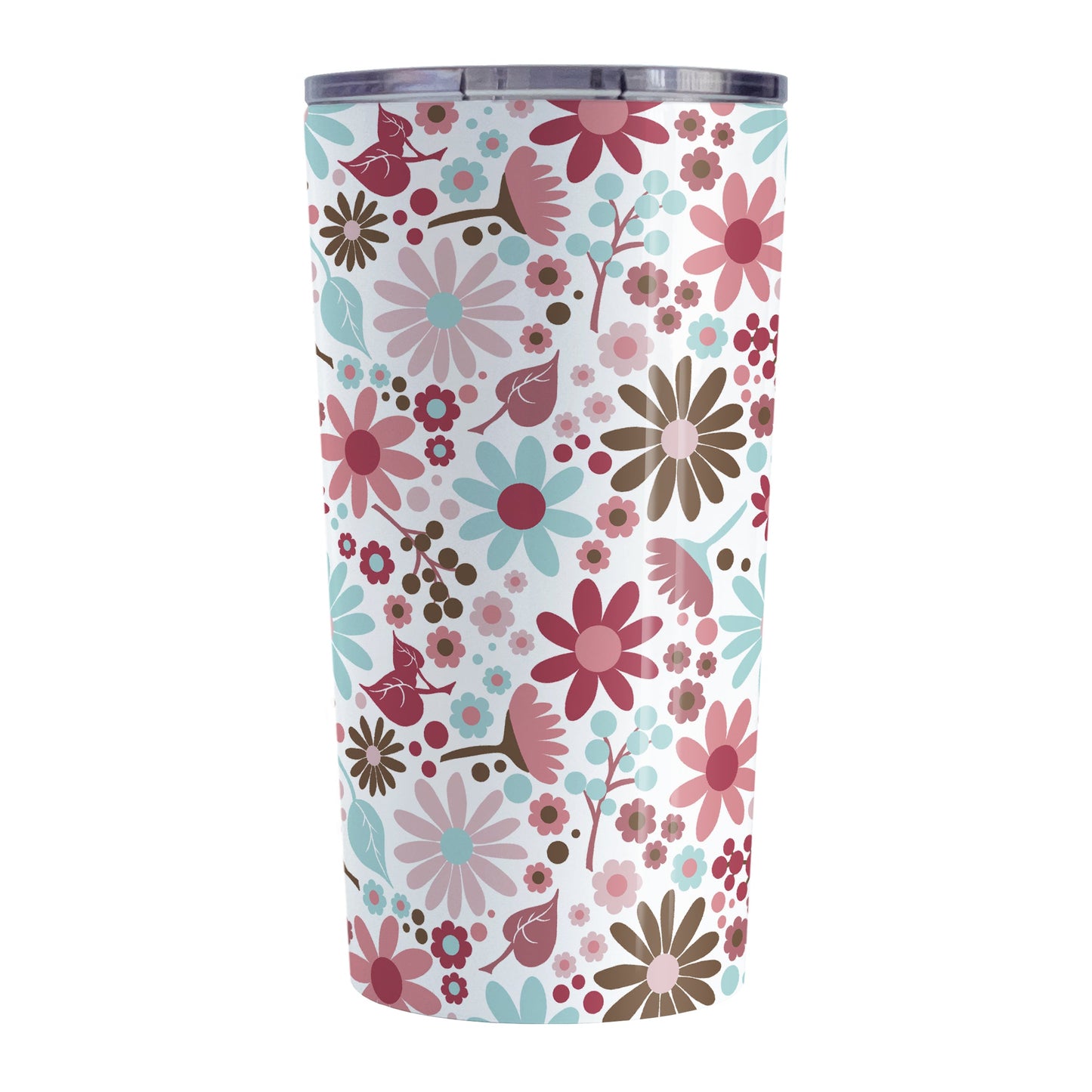 Berry Summer Flowers Tumbler Cup (20oz, stainless steel insulated) at Amy's Coffee Mugs