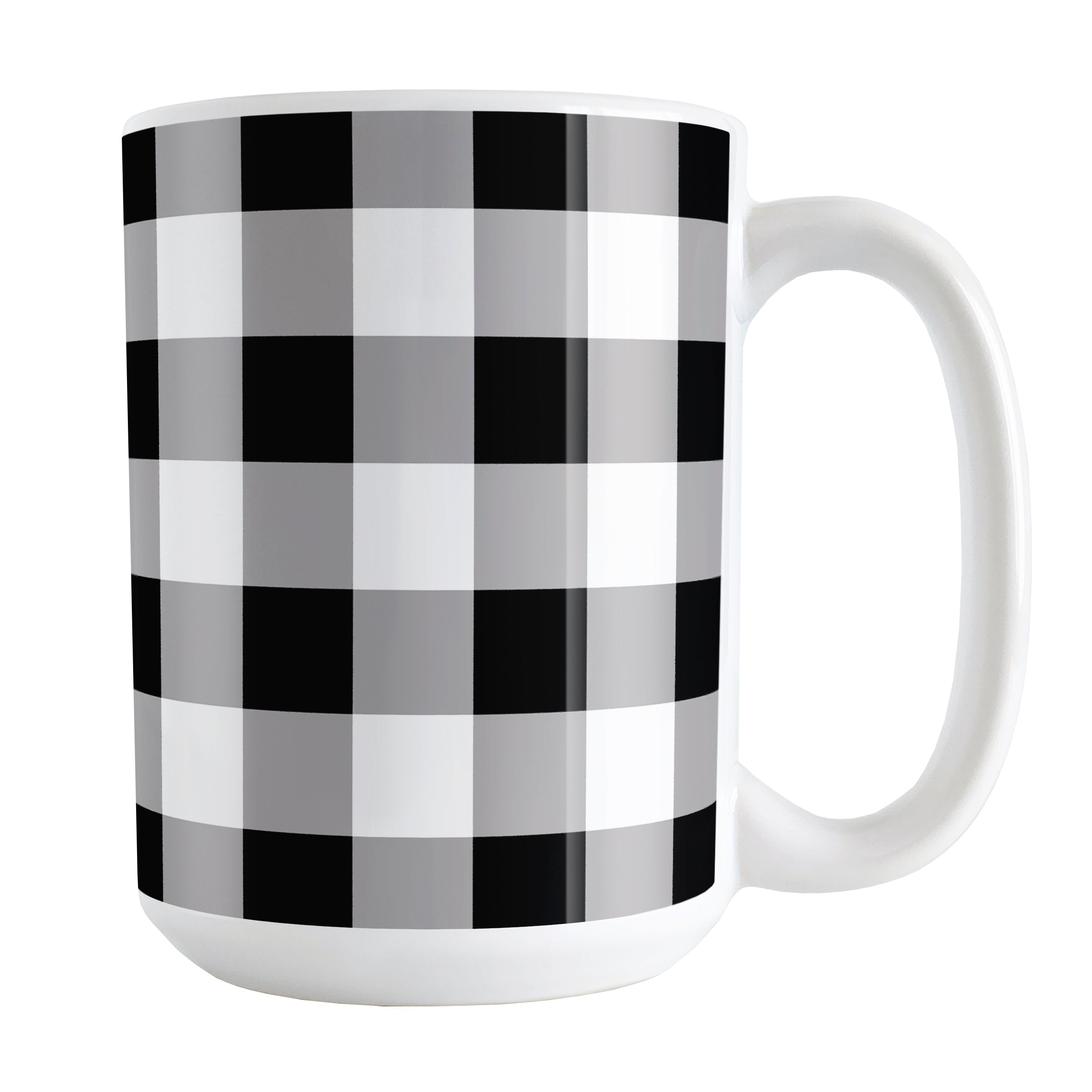 Black and White Buffalo Plaid Mug 15oz