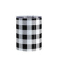 Black and White Buffalo Plaid Tumbler Cup (10oz, stainless steel insulated) at Amy's Coffee Mugs. A tumbler cup designed with a black and white buffalo plaid (buffalo check) pattern that wraps around the cup.